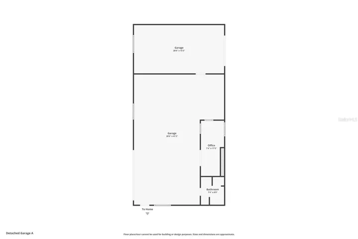 Floor plan of Red-Iron Garage #1 showing office and bathroom layout