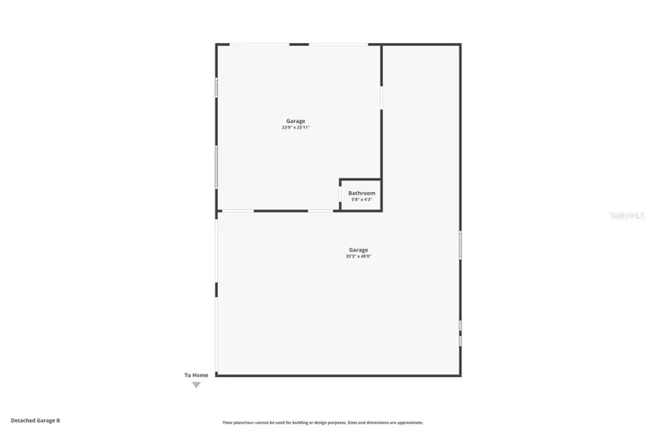 Floor Plan of Garage #2 with car lift, 2 car garage and half bathroom (35ft x 48ft)