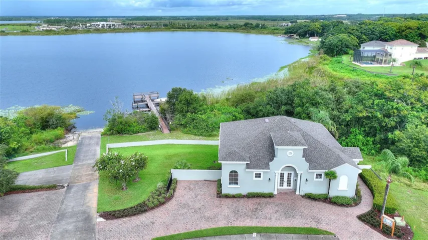Club house on lake with lake view