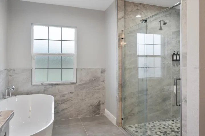 SOAKING TUB, MARBLE SHOWER  MASTER BATH
