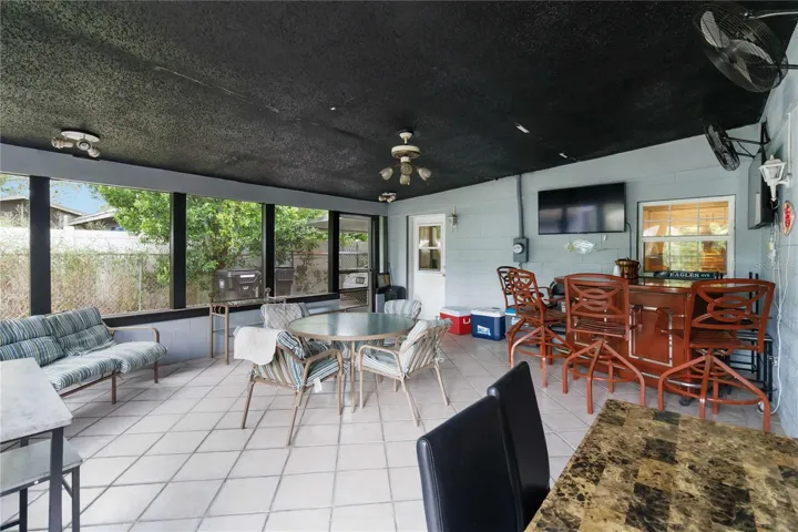 Screened porch in back