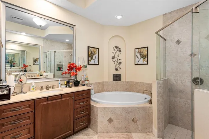 Garden tub with separate shower stall