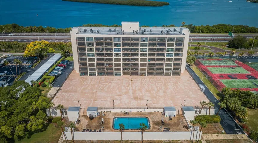Back of building with pool