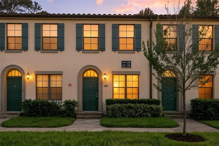 FRONT OF THE CONDO  IN THE EVENING