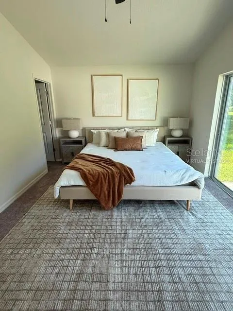 Primary bedroom, virtually staged