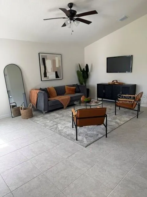 living, virtually staged