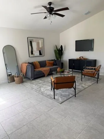 living, virtually staged