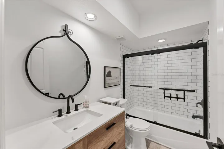 hall bath with tub shower