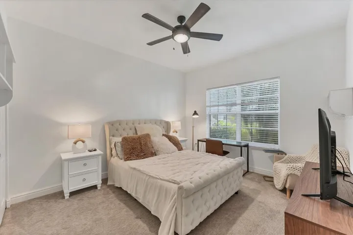 Bedroom 3, with adjacent hall bath