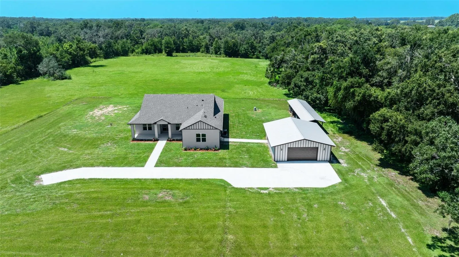 front aerial view looking east to west
