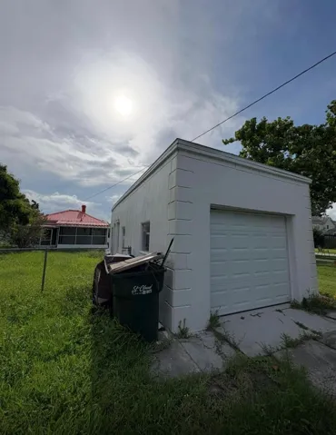 Garage with shower unit