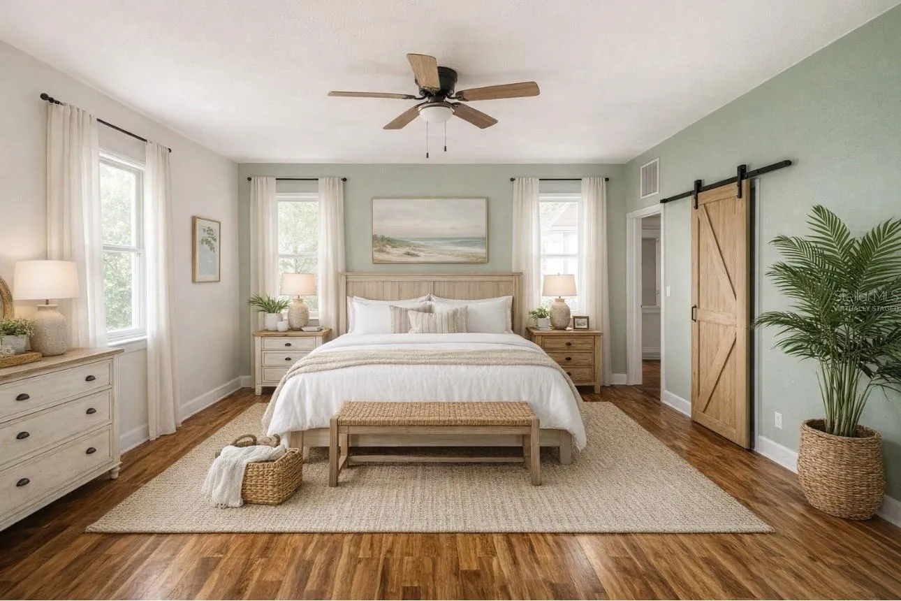 Virtually staged primary bedroom themed ideas for you to try