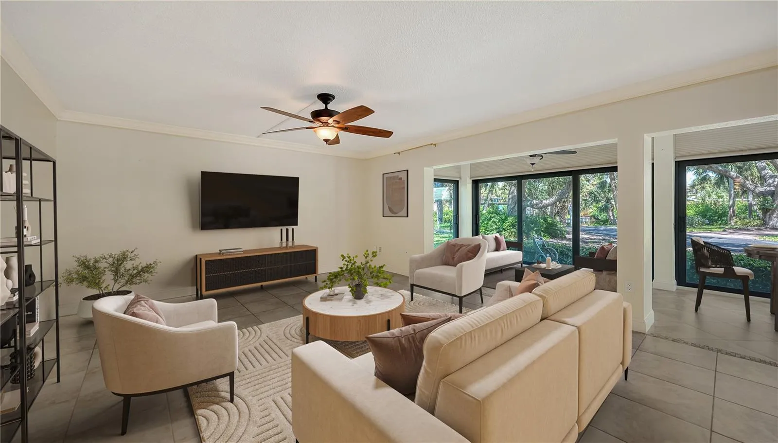 Virtually staged living room.