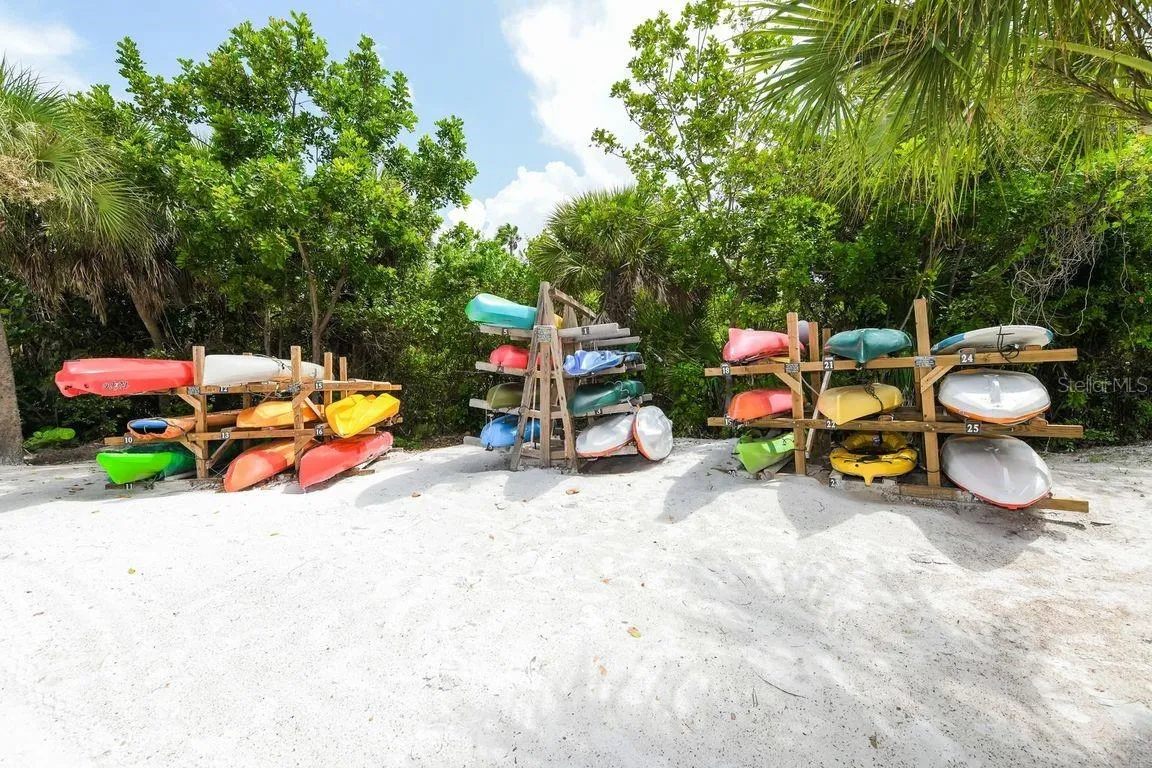 Beachside canoe/kayak storage.