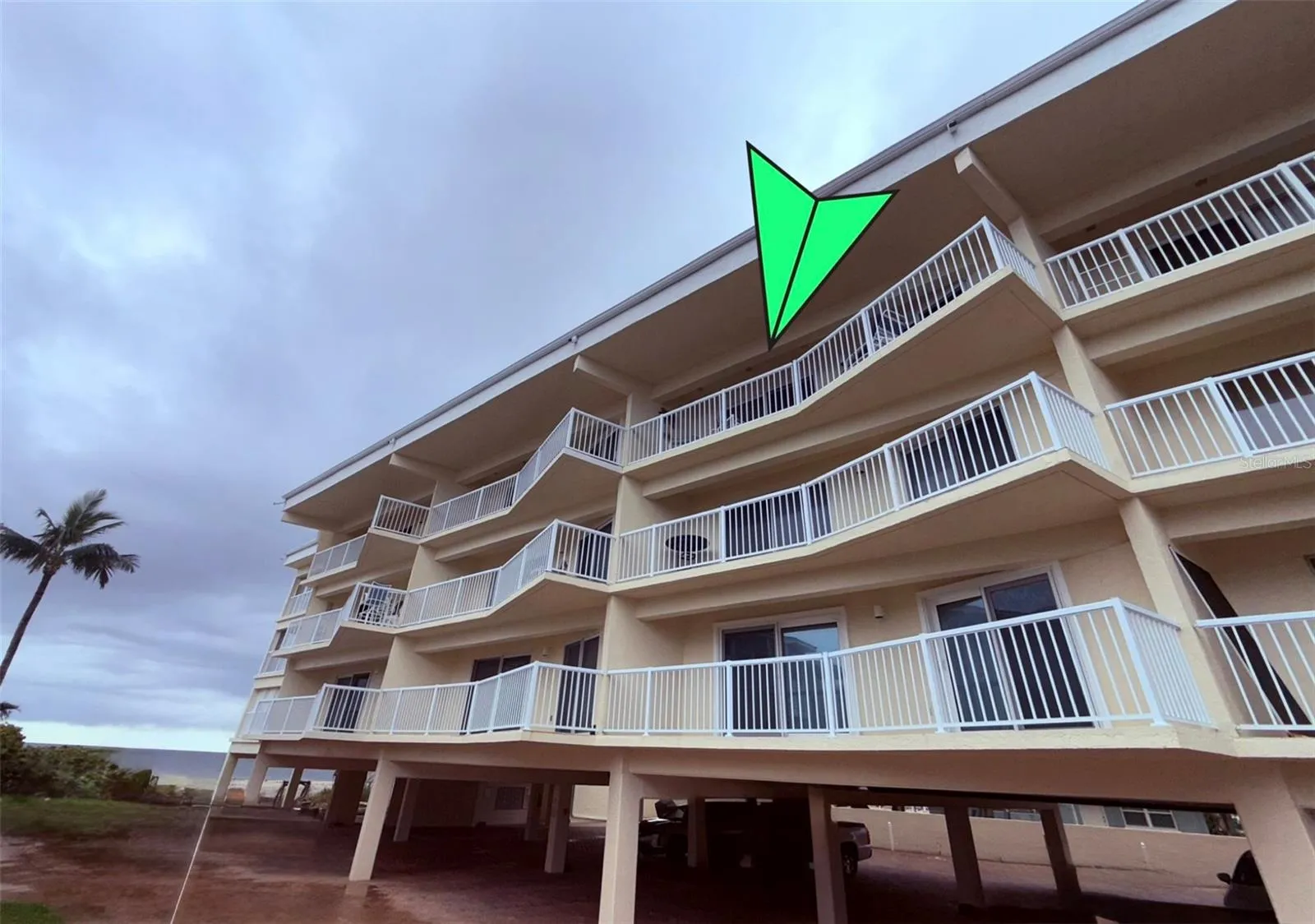 SIDE VIEW OF DOUBLE BALCONY WITH VIEWS TO THE GULF