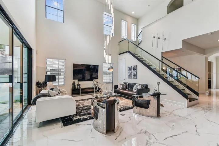 Grand room with soaring ceilings