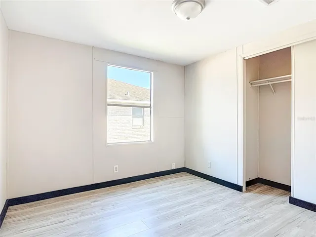 bedroom one has a built in closet