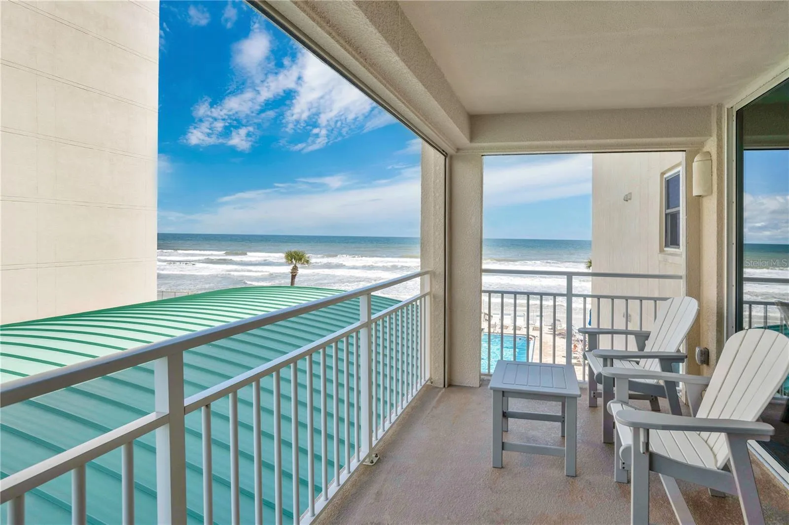 Beach and pool view from Balcony