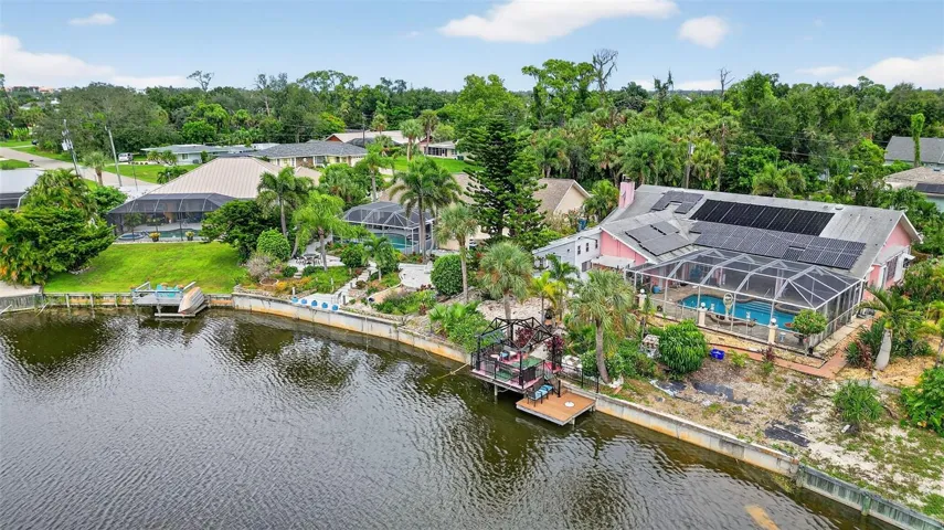 Aerial View of home and Pompano Lake