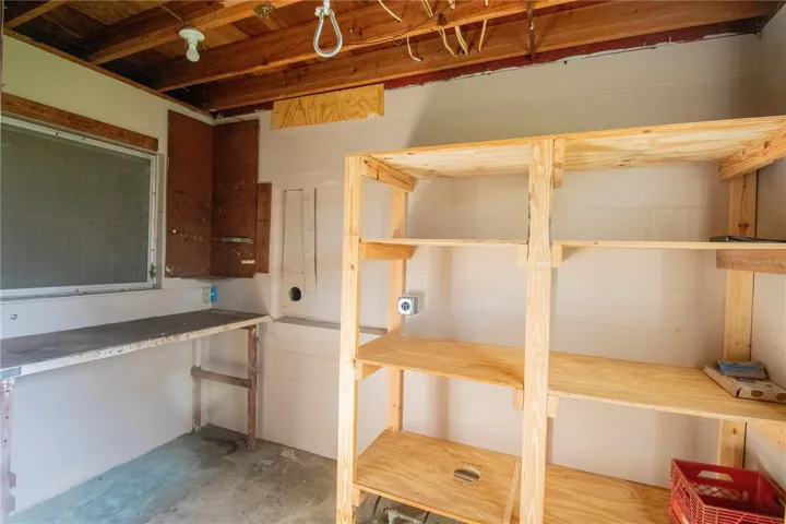 Work room storage.