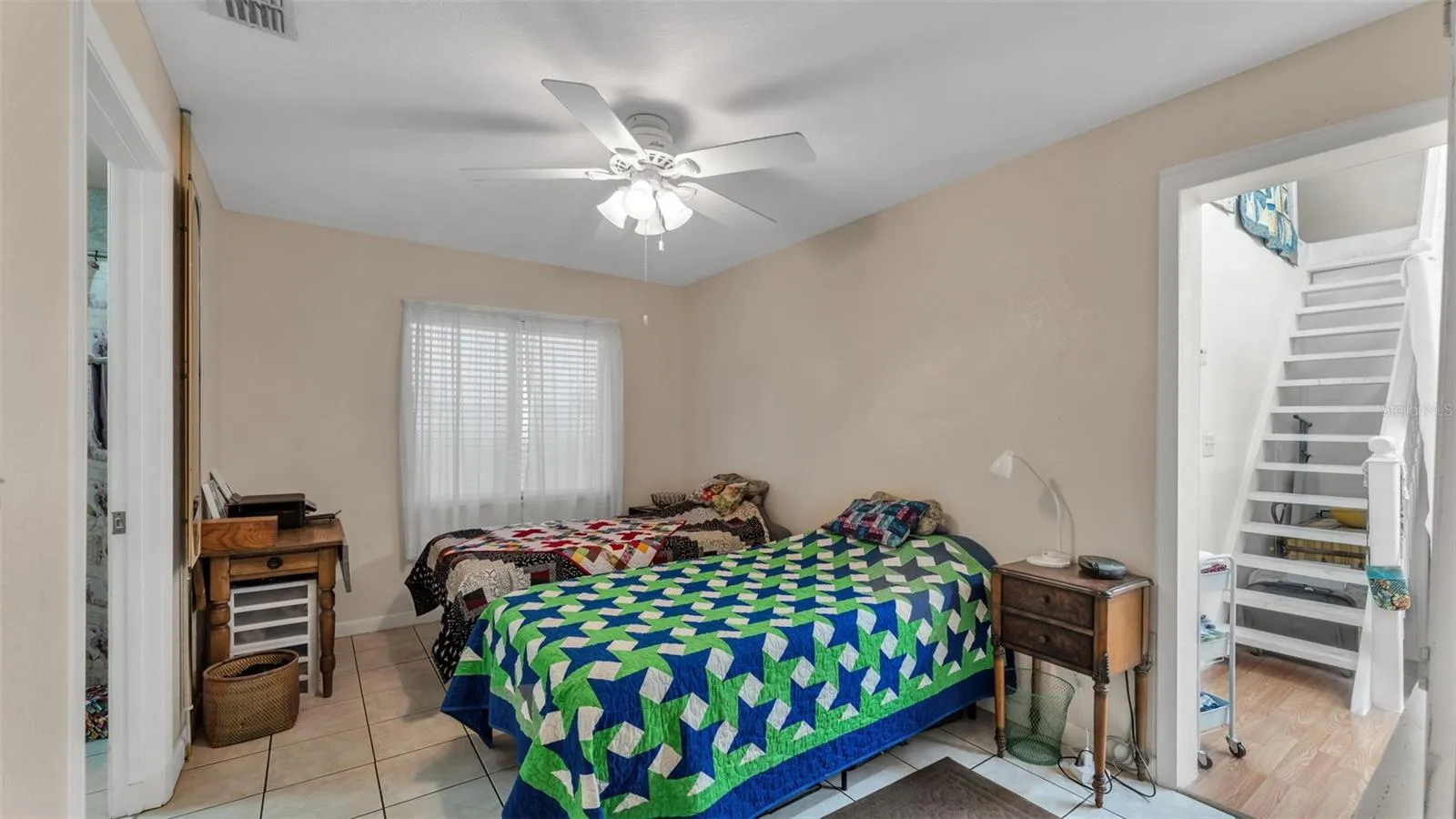 Primary bedroom in the 2/1 apartment