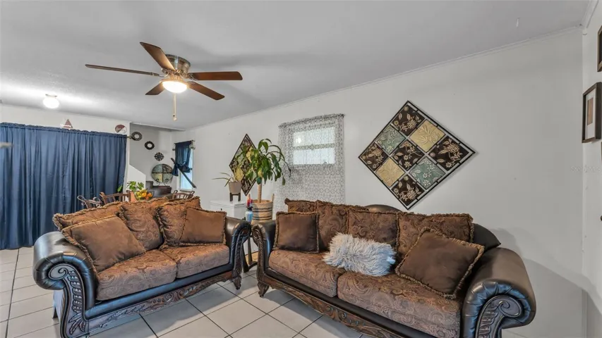 Living room in one of the A-frame cottages