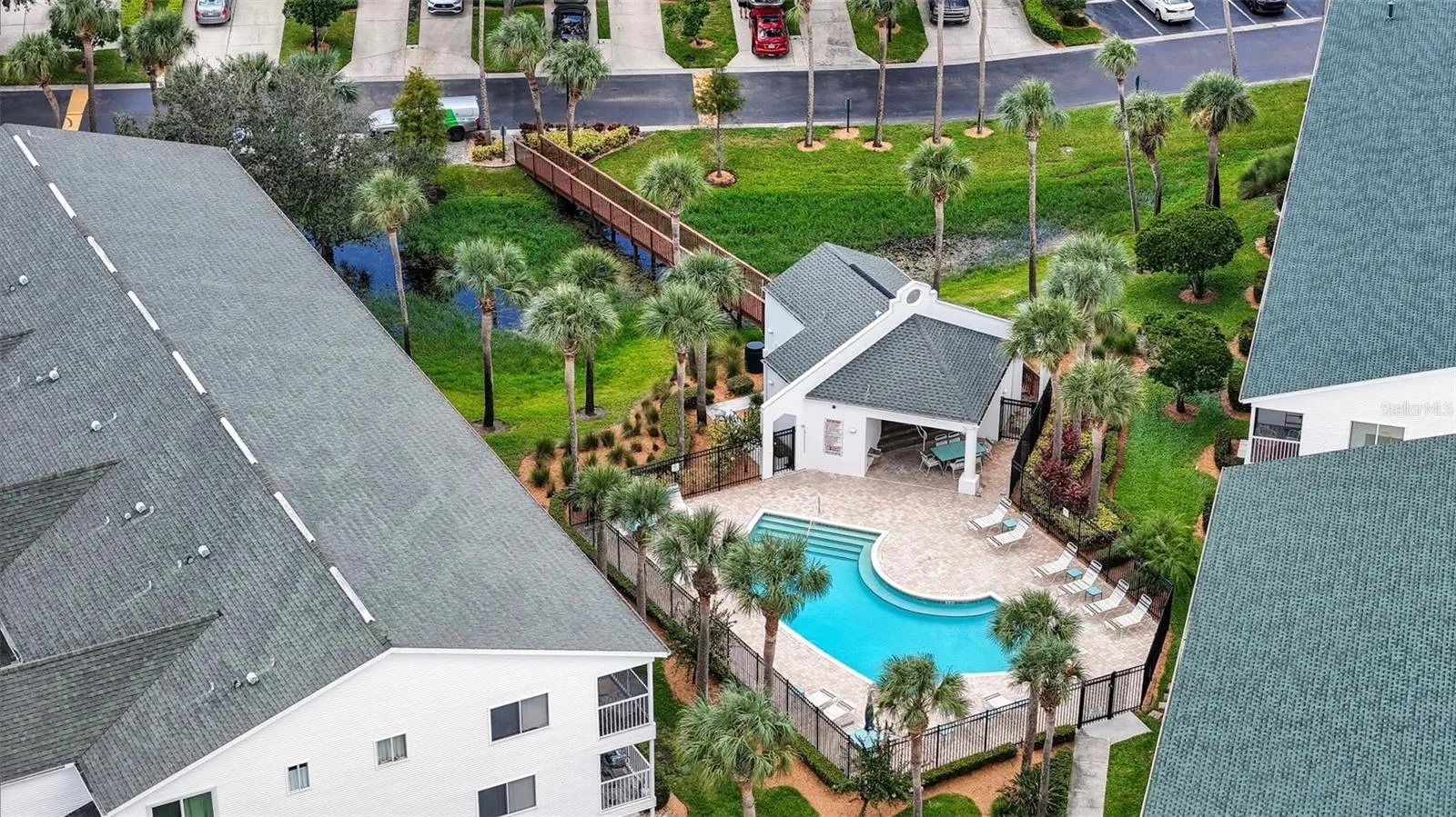 Community pool with clubhouse restrooms