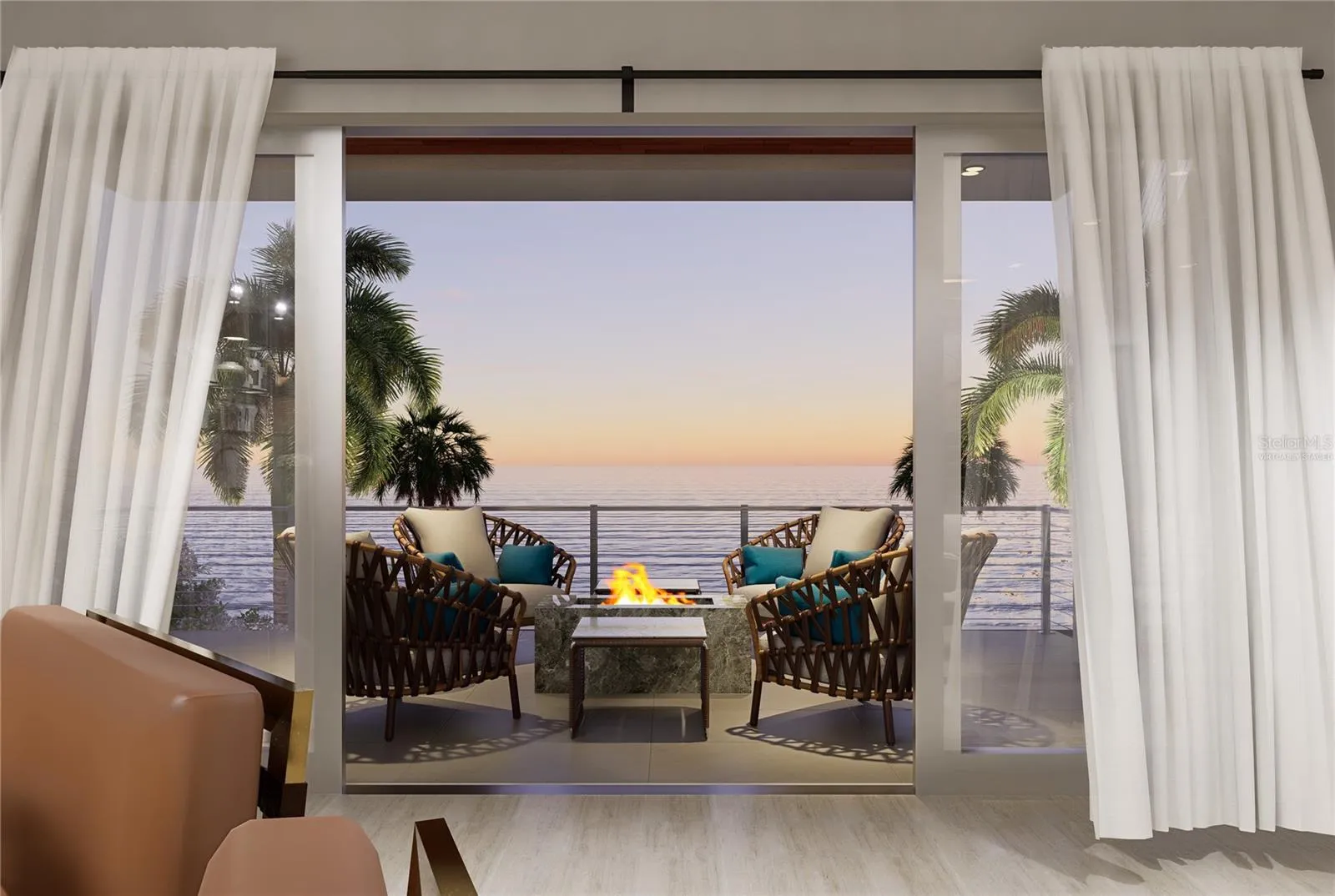 Balcony at dusk- Virtually Staged