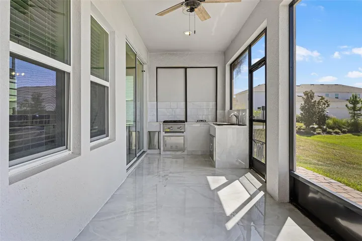 Screened lanai with tile flooring
