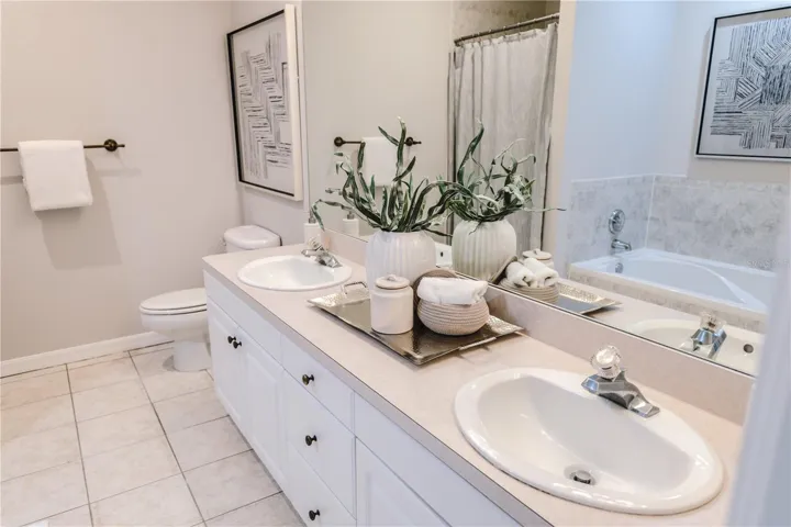Dual sinks, soaking tub and separate shower- designed for comfort.