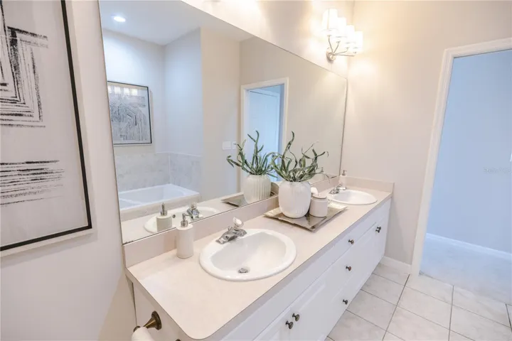 Dual sinks, soaking tub and separate shower- designed for comfort.