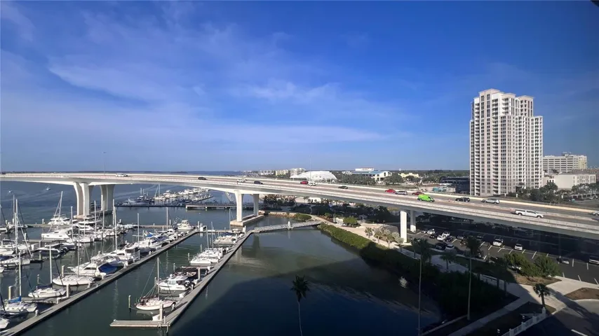 View of Clearwater with the BayCare Sound and Coachman Park within walking distance