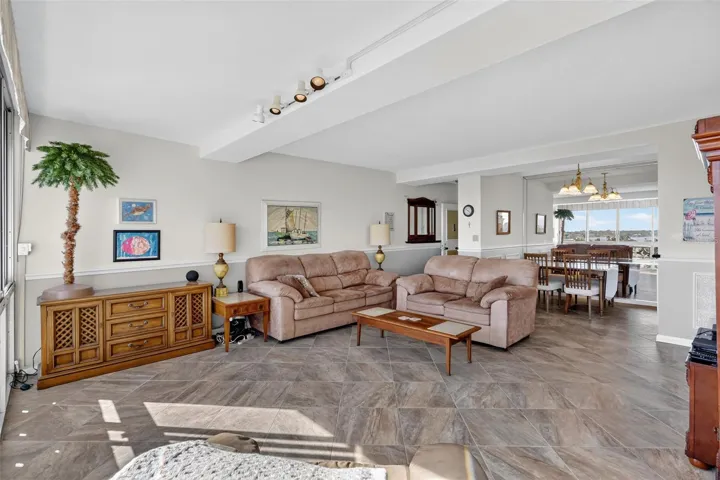 Another view of the living room with the lovely tiled flooring