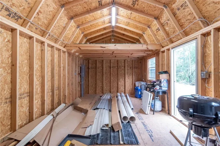 Inside shed