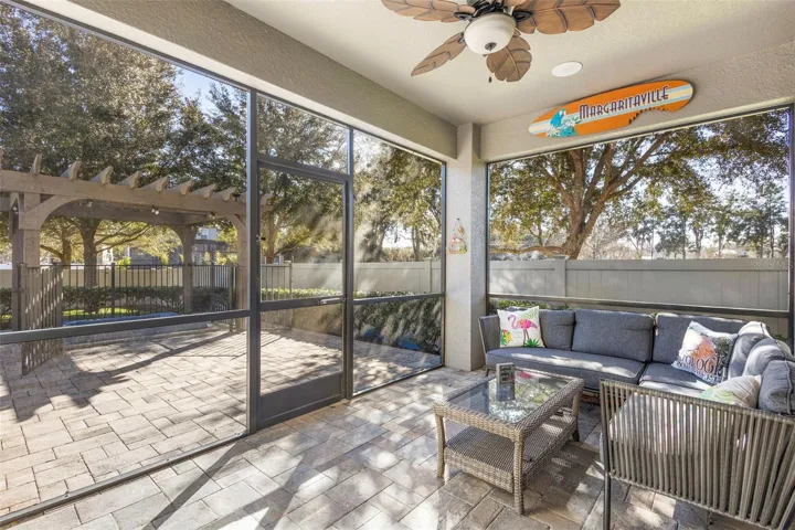 Back porch overlooks sunken hot tub