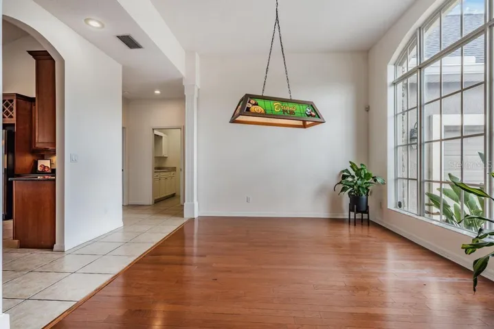 Dining room, wood floor