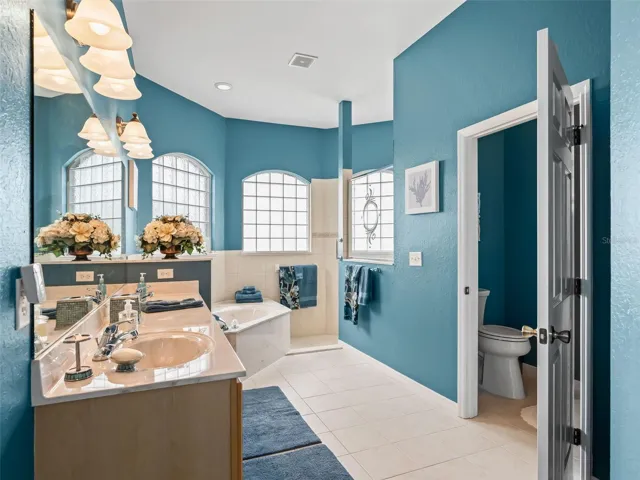 Primary Bath w/ Roman shower, water closet