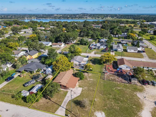 Aerial view of home with Lake Wailes Lake showing in the back ground.