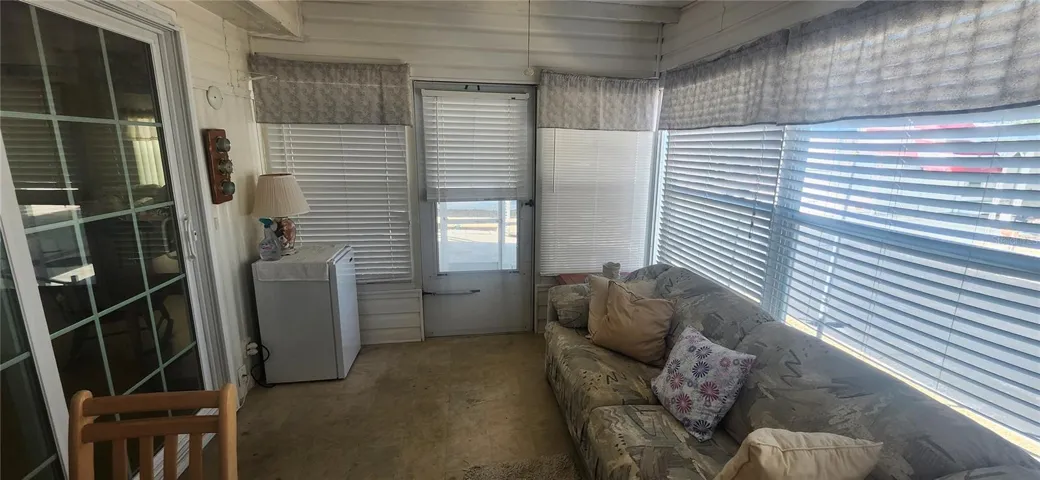 Porch with mini fridge