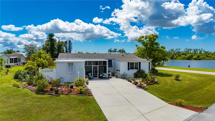 Front view of home with sweeping lake views.