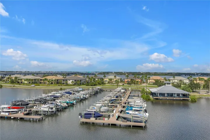 Marina with boat lifts