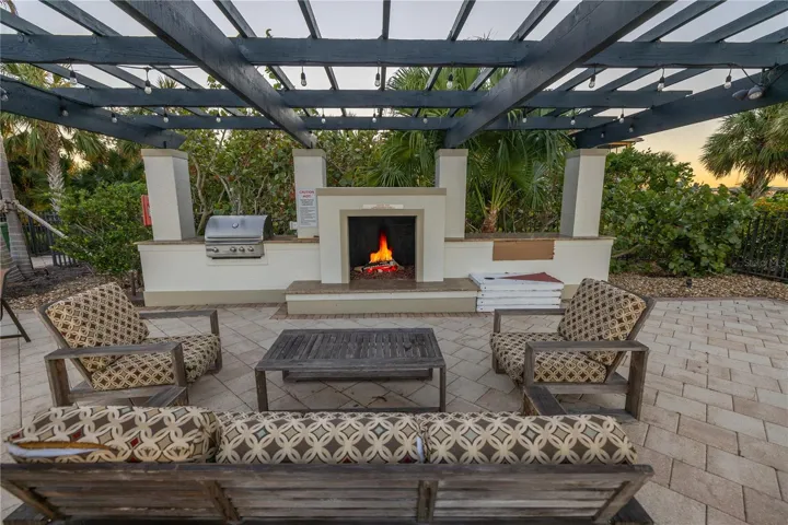 Club house outdoor pavilion with fireplace and grill area