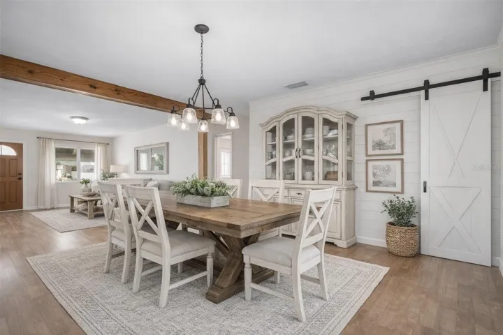 Virtually renovated dining/living room