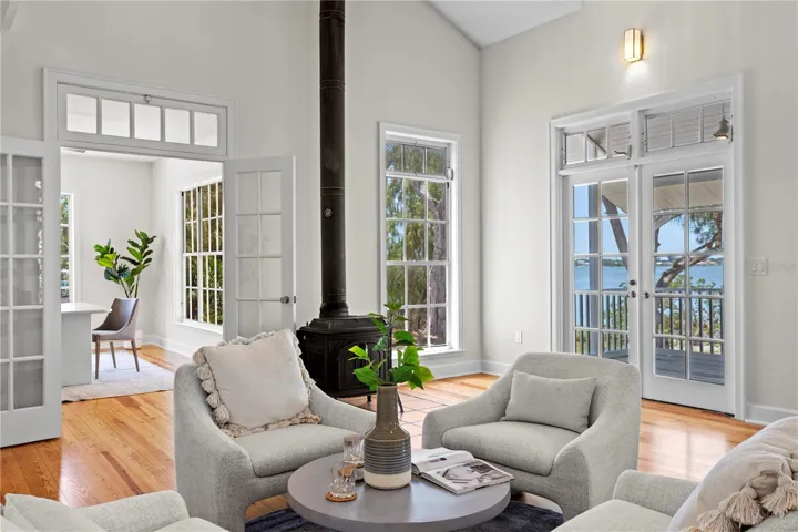 Great room with wood-burning fireplace