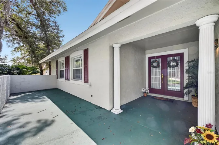 Covered and extended front patio courtyard
