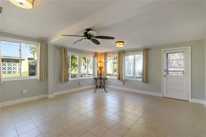 Family room with impact windows.