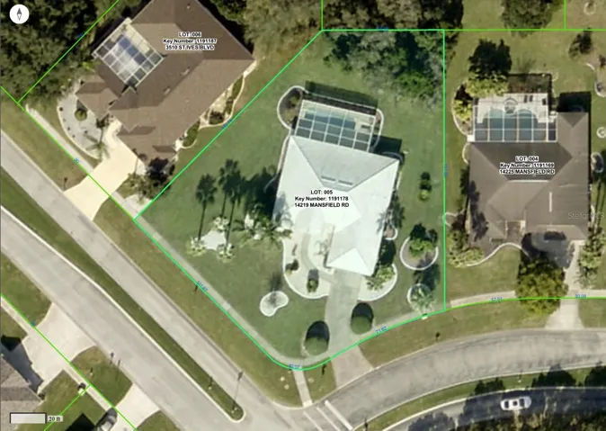 Aerial view of this large, nearly 1/2 acre lot provides lots of elbow room!