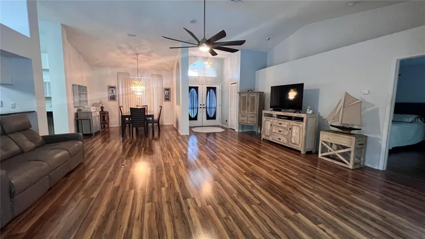 Great room.  Primary suite is door on the right