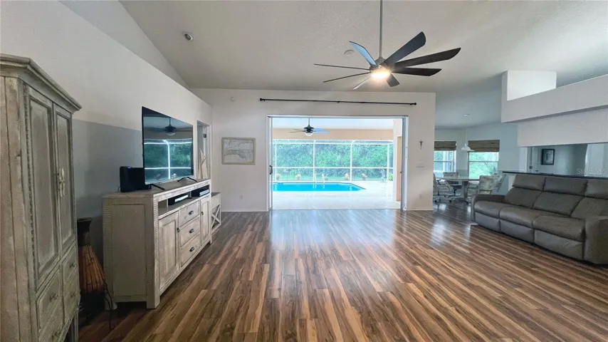Open concept great room can be fully opened to pool and lanai