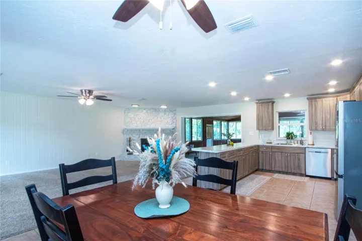 Dining room overlooking the kitchen